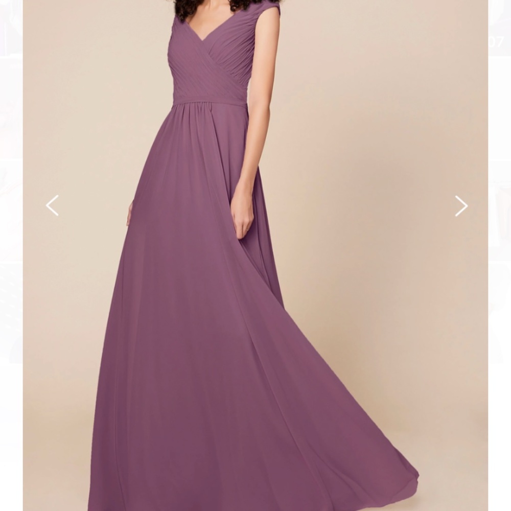 Off-the-shoulder purple chiffon bridesmaid formal dress